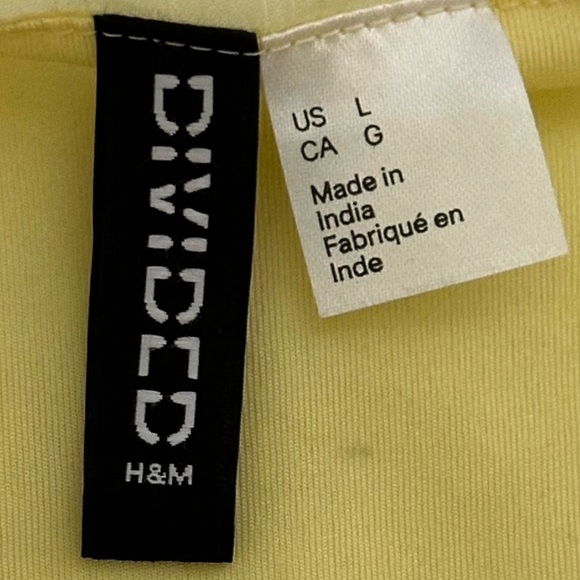 H&M YELLOW SWISSDOT LAYERED PUFFED-SLEEVE RUFFLED MINI DRESS size large EUC - Picture 10 of 14